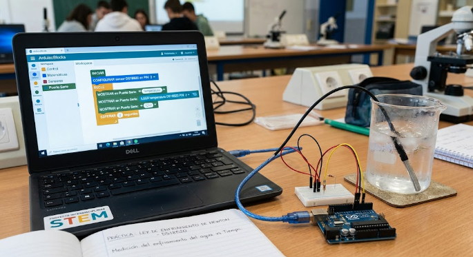 Placa Arduino y Sensor de Temperatura